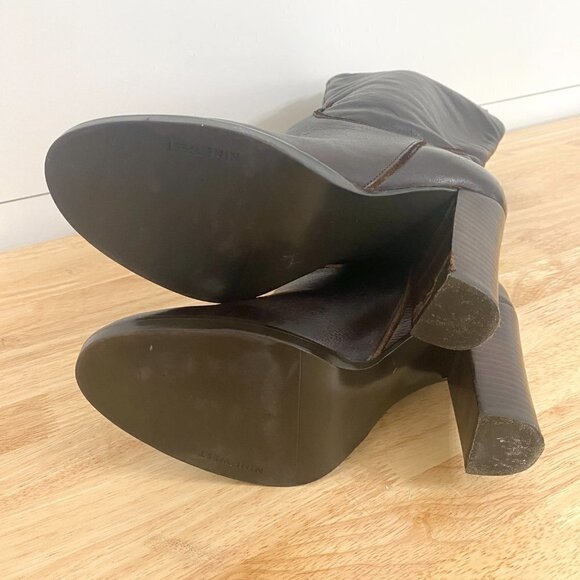 Nine West Tall Brown Leather Pull on Heel Boots, Women’s Size 6 - Picture 8 of 12